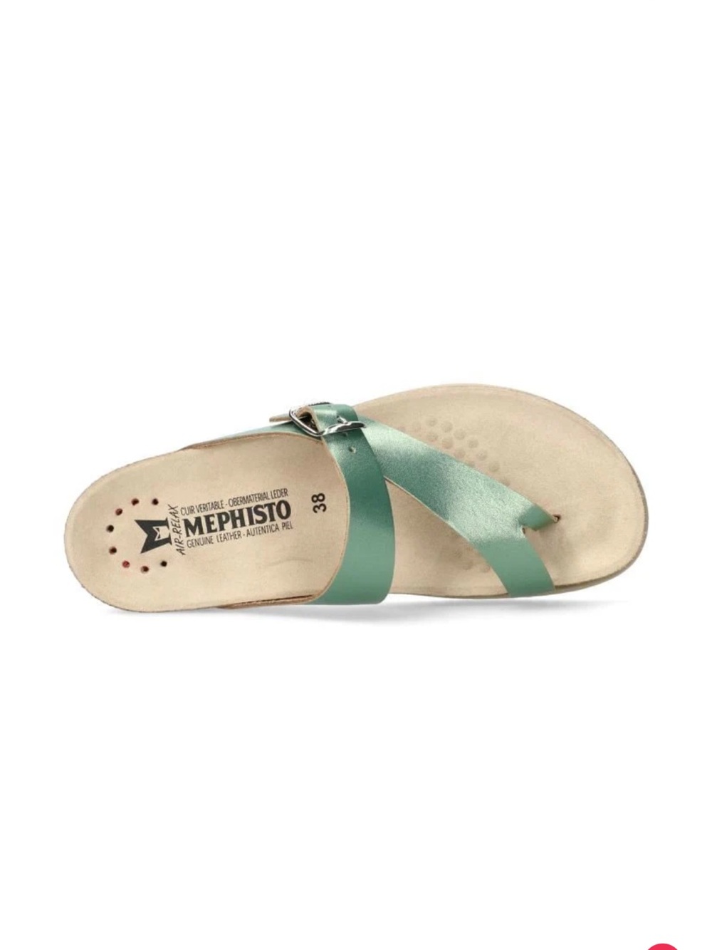 Mephisto Mint Green Leather Crisscross Buckle Slide
